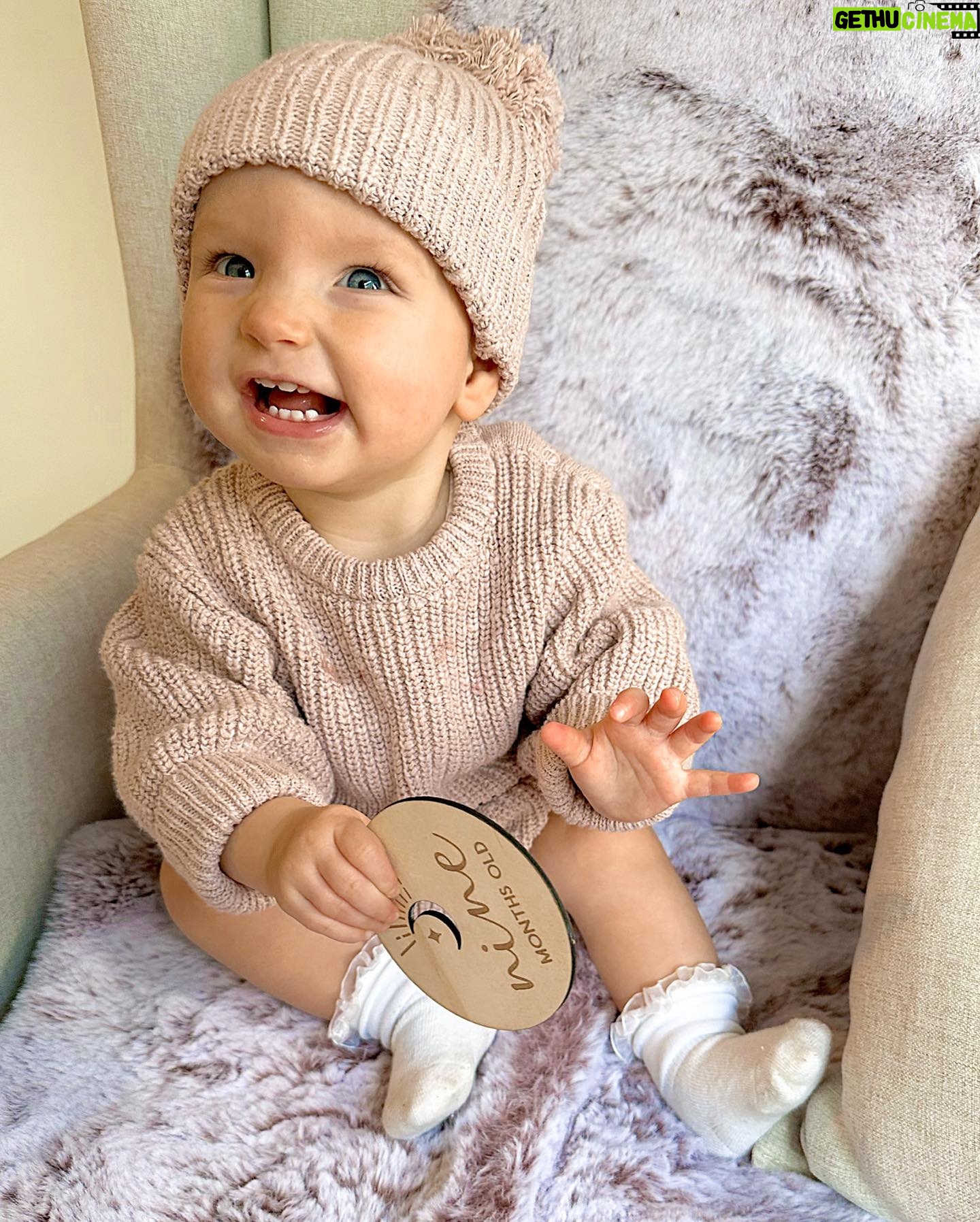 Alicia Banit Instagram - 9 months of our little miss 😍 Girlfriend is a professional clapper and loves to put on a show of waving and clapping most minutes in the day. She’s mastered Dadadada to the delight of Zac and the squeals that come out of her mouth make me think she was a dolphin in a past life. She will blow bubbles with her saliva which is hilarious, I remember sitting there for ages as a kid doing that and whenever she eats, miss independent must feed herself with her spoon. She loves sharing, a game of share the dummy before falling asleep is inevitable and the big sloppy kisses I’ve been getting melt my heart. Which is good cause she has also started scratching and slapping my face when she’s having a cry so honestly, lucky she’s cute. She’s sitting up like a pro Oh and she just casually can point out (specifically with her pointer finger) her favourite family members when you ask her where they are in her pictures on the fridge. Sorry, is my kid a genius or?! This past month her personality has grown so much and I’ve never cried more tears of joy than I do when watching her sleep. She is perfection 🤍