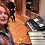 Alicia Witt Instagram - a dynamite 24 hours ✨ 1) with @brianelmquist - from one of my favorite bands, @thelonebellow - having just finished our first song written together 🙃 so joyful. what a gift. i love the tune we made up!! 2) - quality control inspector @theimportanceofbeingernesth on the job - supervising today’s work on my christmas record. 3- vibraphones for said record with @kalmusky at @addictionsound, in what i was informed is the first vibe session in this new space! 4) early morning catch up breakfast with my old friend from LA - @specktoria!! the best way to start the day. here’s to life and time 🌞 5) playing my tiny violin for all my imaginary friends to marvel at 6) hawk energy abounding