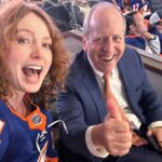 Alicia Witt Instagram – SOMUCHFUN was had this weekend!! what a blast to take a quick jaunt to nyc to watch the @ny_islanders WIN their playoff game against the @canes. now for tomorrow to stay in it! i’ve got my very own team jersey and so does @theimportanceofbeingernesth for good luck ☺️ congratulations to my friend, islanders and @ubsarena owner #jonledecky, and thank you for the most special weekend. also pictured: a whole bunch of @nyjets who were there to cheer us on, especially awesome sauce @malikktaylor who i sat next to for first period – and fellow christmas movie alumnus, @wesbrown225, who was attending as a longtime #islanders fan too!! 

🧡💙

#goislanders #hockeyplayoffs