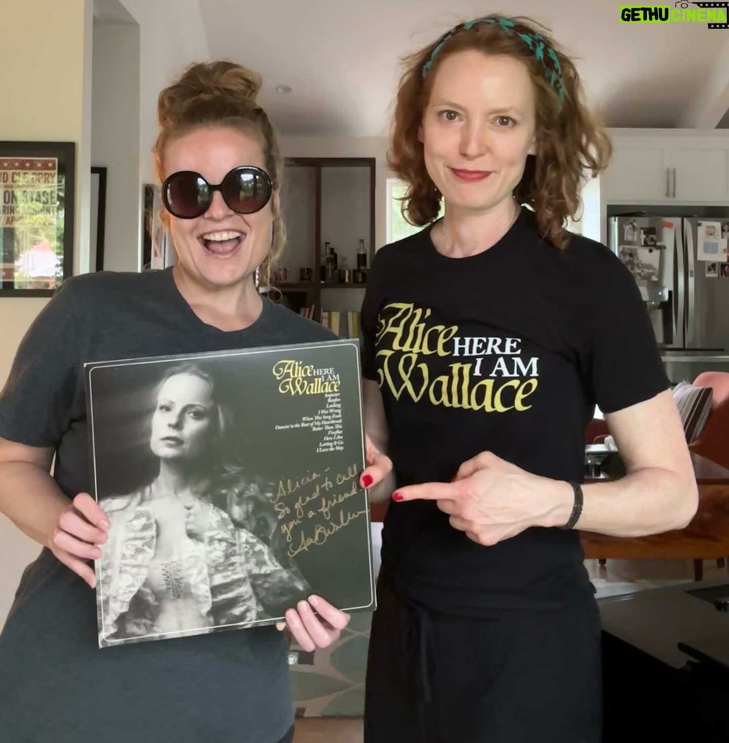 Alicia Witt Instagram - one of the things i love about nashville is that you just never know who’s gonna stop by - both in our finest Casual Monday Attire 🙃 @alicewallacemusic has been releasing her fantastic new singles - another coming this friday - ahead of the release of the entire album at the end of this month. you can head on over to her page and listen, and you can preorder Imposter now. she’s about to head out on tour too - you have so many chances to hear her live, and she puts on a fantastic show (psst…and she yodels) so you should do this! i am a proud @kickstarter so i get my very own beautiful vinyl ahead of its release, along with this spiffy new t-shirt 🖤 (now to find a comb for my hairs…) #musicmonday #nashvillemusic #womensupportingwomen #alicewallace