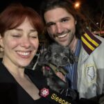 Alie Ward Instagram - Not JUST a lady blinking, a weird little critter & a handsome. Today was a big one in the Sleeper-Ward house, as @jarrett_sleeper — after two decades of practicing Brazilian jiu jitsu — got his black belt. Jiu jitsu to Mr. Sleeper is like a dog park for an Australian shepherd that lives in a condo. It calms him, and he’s really really fucking good at it. This guy went through quarantine without being able to roll, tore his ACL 3 years ago, spent so much time away from the mat to keep my dad safe from covid and care for him, and get strong again after not be able to practice. So today is a big one and I’m just so proud of him I can’t even handle it. Congrats to my dear @jarrett_sleeper and thank you for the daily inspiration to kick ass through gentle arts. I got him that Crocs charm months ago and hid it like an engagement ring for today.
