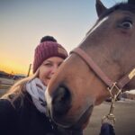 Alison Sweeney Instagram - Sunrise snuggles with my beautiful mare, Molly. So grateful for this quiet time before the competition begins. #horseshow #morning #horsesofinstagram