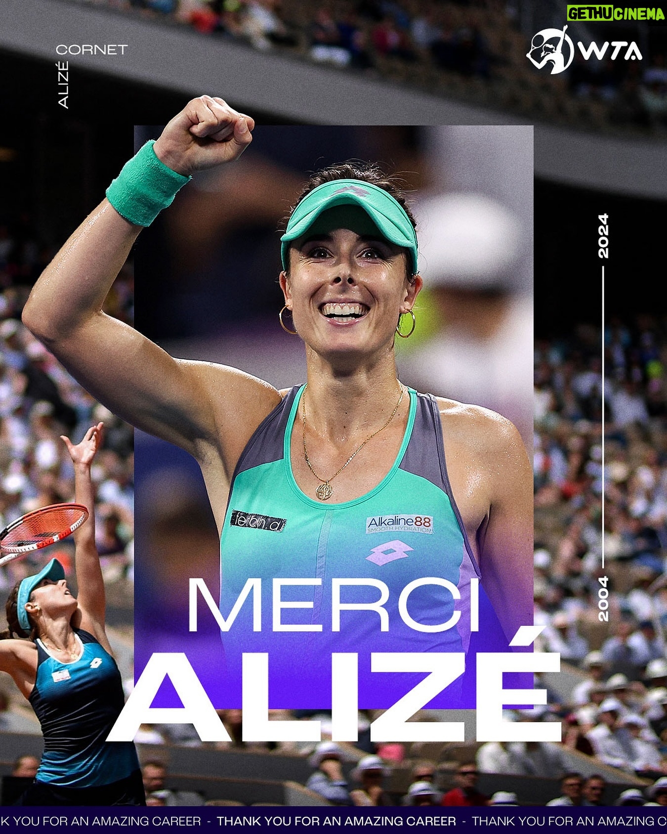 Alizé Cornet - 13.1K Likes - A career-high ranking of World No.11, six singles titles on the Hologic WTA Tour, and a record 69 consecutive Grand Slam appearances 👏
Thank you for an amazing career, @alizecornet!
#MerciAlizé