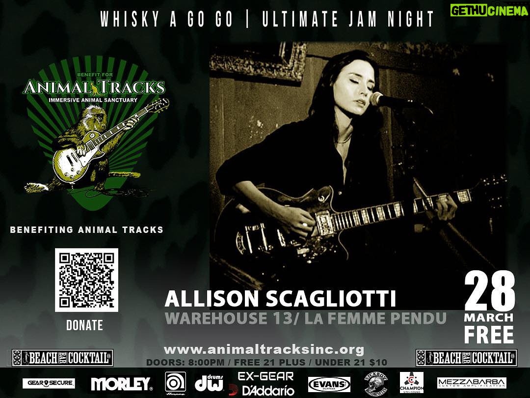 Allison Scagliotti Instagram - Tuesday at The Whisky. Jamming with greats for a good cause.
