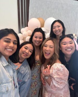 Ally Maki Instagram - 💐💞 Yesterday’s baby shower feels like a dream. We are on cloud 9 and so overcome with love and support for our baby girl. It really does take a village and knowing that she is going to come into this world with such inspirational and LOVING friends and family around her feels unreal. Thank you to all who sent us little notes of support and to everyone who spent the day with us. We can’t wait to meet our little girl! 🫶☁️ ⁣
⁣
Thank you’s from the bottom of our hearts to: ⁣
⁣
Hosted by: @therealkarawang @rowenatsai and my mom! 🩷⁣
⁣
Catered by: my absolute favorite @mendocinofarms we love you @ellen.c.chen 
⁣
Flowers: @theplumdahlia 
⁣
Balloons: by my brother (who is weirdly so talented at balloons 😂) @adam.matsu 
⁣
Game show hosts (4life): @shrrycola @james.s.li 
⁣
Wooden arch: @ca__e_ & Chris⁣
⁣
Photos: @djlilvibey @mariselazumbado 
⁣
Cookies biscuits: @kapi.cafe⁣
⁣
Cake: @emilyfuturama @remiyamamoto 
⁣
Gift bags: @tochisnacks @drinktheqi @kimlyparc @drinknarra @drinkwaveswater 
⁣
Glam: @rubyvo_