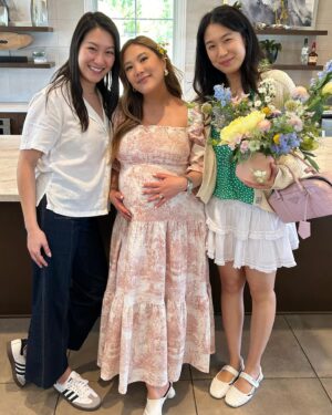 Ally Maki Instagram - 💐💞 Yesterday’s baby shower feels like a dream. We are on cloud 9 and so overcome with love and support for our baby girl. It really does take a village and knowing that she is going to come into this world with such inspirational and LOVING friends and family around her feels unreal. Thank you to all who sent us little notes of support and to everyone who spent the day with us. We can’t wait to meet our little girl! 🫶☁️ ⁣
⁣
Thank you’s from the bottom of our hearts to: ⁣
⁣
Hosted by: @therealkarawang @rowenatsai and my mom! 🩷⁣
⁣
Catered by: my absolute favorite @mendocinofarms we love you @ellen.c.chen 
⁣
Flowers: @theplumdahlia 
⁣
Balloons: by my brother (who is weirdly so talented at balloons 😂) @adam.matsu 
⁣
Game show hosts (4life): @shrrycola @james.s.li 
⁣
Wooden arch: @ca__e_ & Chris⁣
⁣
Photos: @djlilvibey @mariselazumbado 
⁣
Cookies biscuits: @kapi.cafe⁣
⁣
Cake: @emilyfuturama @remiyamamoto 
⁣
Gift bags: @tochisnacks @drinktheqi @kimlyparc @drinknarra @drinkwaveswater 
⁣
Glam: @rubyvo_