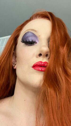 Allysin Kay Instagram - Jessica Rabbit reveal 💃🏽💋

This costume really tested my patience. Jessica is high maintenance AF 🥴 Tonight is Sailor Moon! Join us on Twitch - I’m gonna say 10:30pm ET for this one because I still have to fly home today. Watch my stories for updates! 🌙