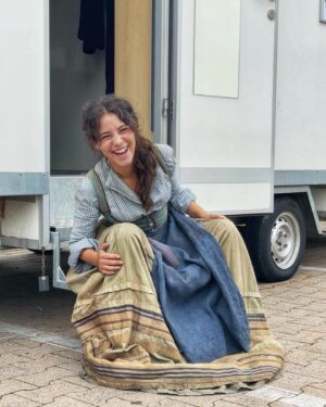 Almila Bağrıaçık Instagram - my favorite costume in 14 years ✨ 
thank you @direumer for all the tools you gave me - to work with you and your amazing team was a huge colorful party 🎉 

#diekaiserin #theempress #netflix #leontine #almilabagriacik