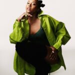 Alyah Chanelle Scott Instagram - for @rollacoaster 💚🍀🐢🍃🥦🍏♻️🟩 photographer: @heathergildroy stylist: @kevinmichaelericson hair: @md.warren makeup: @autumnmoultriebeauty