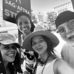 Alyssa Diaz Instagram - ON STRIKE!!!! @mekiacox @missoneil @farceprod #sagaftrastrong #wgastrong #unionstrong #solidarity