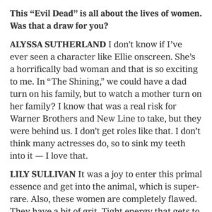 Alyssa Sutherland Instagram - Not too shabby for a coupla #bananabenders. Check out our @nytimes article at the link in my bio. 📷 @amandahakan 

#EvilDeadRise