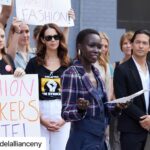 Alyssa Sutherland Instagram - A bout of Covid may have kept me from attending, but it won’t keep me from speaking out. I stand in solidarity with @modelallianceny in their fight to pass the #fashionworkersact, which would afford basic protections for models. I can speak to both experiences as a model in NY and now as an actress and member of @sagaftra. The fashion industry falls woefully short. I strongly urge lawmakers to pass the Fashion Workers Act this legislative session. #Repost @modelallianceny ・・・ This morning, we held a press conference at #NYFW to raise awareness for the absence of basic labor protections in the modeling industry, and urged @nysa_majority to pass the #FashionWorkersAct during the upcoming legislative session. The current labor resurgence we’re witnessing across the entertainment industry is long overdue. Like actors and writers, models are struggling for professional dignity behind a veil of glamor and prestige. But the fashion industry infamously lacks regulatory oversight, putting us far behind the rest of the industry. The #FashionWorkersAct – a pro-labor state bill that would finally regulate predatory management companies in New York – is a crucial step in ensuring models and content creators have basic protections at work. Thank you to everyone who joined us today, particularly the models and actors who shared their direct experience in both industries to inspire change, our fearless Senate sponsor @bradhoylman, and our allies @sagaftra and @wgaeast who stood with us in solidarity. Photos: @reedyoung