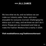 Alyssa Sutherland Instagram – I’m proud to serve on the @modelallianceny Worker Council – a collective of models and content creators joining together to make our industry safer not only for ourselves, but also for future generations. Swipe to read our full statement and join our campaign for the #FashionWorkersAct at the link in my bio.