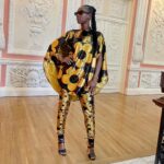 Ama K. Abebrese Instagram - Pure as Gold. London Fashion Week; for @madlovelondonofficial & @pinkribbonfoundation show. ✨ . Styled by @marian_kwei. Wearing @anyoldiron Jewellery @moushe_designs Shoes @lauraseelondon Hair: @joshhairandbeauty #LFW23