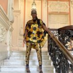 Ama K. Abebrese Instagram - Pure as Gold. London Fashion Week; for @madlovelondonofficial & @pinkribbonfoundation show. ✨ . Styled by @marian_kwei. Wearing @anyoldiron Jewellery @moushe_designs Shoes @lauraseelondon Hair: @joshhairandbeauty #LFW23