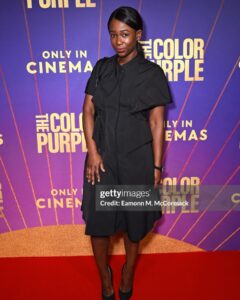 Ama K. Abebrese Instagram - At the VIP screening of @thecolorpurple last night. Congratulations to director @blitzambassador and the amazing cast. 💜 Styled by @marian_kwei Wearing @anasekularac dress with @casadeiofficial shoes. @warnerbrosuk thecolorpurple #purplelove