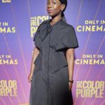 Ama K. Abebrese Instagram - At the VIP screening of @thecolorpurple last night. Congratulations to director @blitzambassador and the amazing cast. 💜 Styled by @marian_kwei Wearing @anasekularac dress with @casadeiofficial shoes. @warnerbrosuk thecolorpurple #purplelove