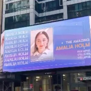 Amalia Holm Bjelke Instagram - ! 🤯Not in my wildest dreams would I have a birthday billboard on Times Square NYC 😂 a relative of mine had to go check on it today and sent me some footage - it was real! Creative madness among the fans of our show ❤️🙏 Yesterday I turned 27 years old and this week will mark the end of shooting @motherlandtv final and third season. First picture is three years old, from filming s1 and I can’t help but reflect on turning 27 so close to our show ending. It’s like we are graduating! 😬🤠 I was 23 when we did the pilot episode and I’m now 27 as we finish this journey that has brought me more than I can put words to (but here are some random photos of some precious friends it brought me). This job/show/journey/character has had enormous impact on my life. I’m so glad it has resonated with many of you and because of that it’ll live on much longer. But! I think the third season of the show   of my life (years 1-15,years 15-27, years 27-TBA) will be great. After yet another round of 6 months of shooting I’m excited to go home to Stockholm even though I’ll miss the shit out of this city/life as soon as I land. Crossing my fingers I’ll have good reason to return later on! Diary note done; Thank you for all the birthday wishes!!! ❤️🌷❤️
