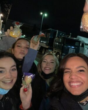 Amalia Holm Bjelke Instagram - ! 🤯Not in my wildest dreams would I have a birthday billboard on Times Square NYC 😂 a relative of mine had to go check on it today and sent me some footage - it was real! Creative madness among the fans of our show ❤️🙏 Yesterday I turned 27 years old and this week will mark the end of shooting @motherlandtv final and third season. First picture is three years old, from filming s1 and I can’t help but reflect on turning 27 so close to our show ending. It’s like we are graduating! 😬🤠 I was 23 when we did the pilot episode and I’m now 27 as we finish this journey that has brought me more than I can put words to (but here are some random photos of some precious friends it brought me). This job/show/journey/character has had enormous impact on my life. I’m so glad it has resonated with many of you and because of that it’ll live on much longer. But! I think the third season of the show   of my life (years 1-15,years 15-27, years 27-TBA) will be great. After yet another round of 6 months of shooting I’m excited to go home to Stockholm even though I’ll miss the shit out of this city/life as soon as I land. Crossing my fingers I’ll have good reason to return later on! Diary note done; Thank you for all the birthday wishes!!! ❤️🌷❤️