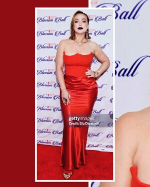 Amanda Fuller Instagram - Obligatory red carpet vanity post 😉

I had this vision of going as actual 🔥. You know, a walking manifestation of the pain all of us #endowarriors feel during a flare up, but MAKE IT FASHION?! lol. (Isn’t that interesting that we call it a FLARE up?! How apropos.) IFKYK!!!

I couldn’t have done it without @vetahorwitz, guiding me to the right places and connecting me with the right people- and just being a constant source of breathtaking inspiration and support. I love you.

Found the perfect dress from @houseofcb ❤️‍🔥
Borrowed the perfect jewelry & shoes from @maisonpriveepr_la , thank you!!! Those ufo earrings couldn’t have been more fitting, cause I often just feel like an alien. I loved them.

And to the lovely ladies at @sephora for helping me grab the right products in a frenzy! I did my own hair and face and kinda took a risk and feel really happy with how it turned out. @hudabeauty on the eyes, @fentybeauty goldness on the cheeks and @sephora lip stain on the kisser…🖤❤️‍🔥

And thanks @gettyimages for the proof that it happened 🤪🥳