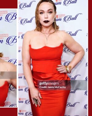 Amanda Fuller Instagram - Obligatory red carpet vanity post 😉

I had this vision of going as actual 🔥. You know, a walking manifestation of the pain all of us #endowarriors feel during a flare up, but MAKE IT FASHION?! lol. (Isn’t that interesting that we call it a FLARE up?! How apropos.) IFKYK!!!

I couldn’t have done it without @vetahorwitz, guiding me to the right places and connecting me with the right people- and just being a constant source of breathtaking inspiration and support. I love you.

Found the perfect dress from @houseofcb ❤️‍🔥
Borrowed the perfect jewelry & shoes from @maisonpriveepr_la , thank you!!! Those ufo earrings couldn’t have been more fitting, cause I often just feel like an alien. I loved them.

And to the lovely ladies at @sephora for helping me grab the right products in a frenzy! I did my own hair and face and kinda took a risk and feel really happy with how it turned out. @hudabeauty on the eyes, @fentybeauty goldness on the cheeks and @sephora lip stain on the kisser…🖤❤️‍🔥

And thanks @gettyimages for the proof that it happened 🤪🥳