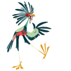 Amanda Jolly Instagram - A bunch of us on #RapunzelsTangledAdventure are doing birdsonas in honor of this Sunday’s upcoming episode where there are some bird-transforming shenanigans.  Here’s me-bird.  If I’m being honest, the most genuine bird representation for me is Kevin from Up, but if I have to make one of my own... haha. .
.
I’m a colorful secretary bird. Haha.
.
#characterdesign #animation #visualdevelopment #tangledtheseries #disney #digitalart #freebirdsona #birdsona #illustration