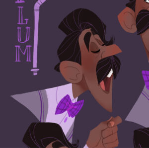 Amanda Jolly Instagram - [SWIPE] PROFESSOR PLUM - WITH THE PIPE || And at long last, we reach our final suspect: the illustrious Professor Plum.  Appointed with bow ties and elbow patches, this scholar loves looking a man-of-thought as much as he likes proving it in conversation. Always more about the brain’s power than the body’s, he’d likely faint at the first sign of violence. .
.
Or can a healthy mind plan the perfect crime? .
. 
If I had to guess where Mr. Black and the good Professor had final words, I could think of no better place than the Library. .
. [Thank you all for going on this journey with me. This has been such a passion project, and I don’t plan to leave it alone permanently.  I’m just happy to have completed The Big Six. Your enthusiasm has been astounding and your support has meant everything.].
.
#animation #characterdesign #visualdevelopment #illustration #digitalart #clue #artofclue #amandajollylines