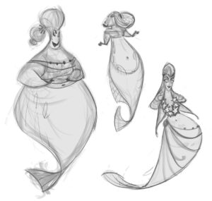 Amanda Jolly Instagram - [SWIPE!!] TANGLED || ep 209, Theres’s Something About Hookfoot: Designing the new lead for this episode, the mermaid Seraphina, was my very first job on our show. I joined the team part way into season 2, so many amazing things had been created to fill this world, and day-one on the job I was given this responsibility. So I panicked and made like 30 mermaid options, as one does. Haha. Here are some of my faves who didn’t make the cut. .
.
Also, worth mentioning: I was in a rough place artistically before I started on Tangled. I’d been working on a lot of projects and a number of characters that didn’t inspire me, and I was just getting frustrated and restless.  I wanted to make something beautiful.  I want to draw something I’d loved when I was younger. I wanted I chance to show women and differently shaped women in a positive light. And then I stepped onto Tangled and got this assignment.  This job has meant so much to me, and I’m so happy to be making things for it. .
. .
#tangledtheseries #rapunzelstangledadventure #characterdesign #animation #disney #disneyanimation #tangled #rapunzel #mermaid #mermaids #visualdevelopment #amandajollylines