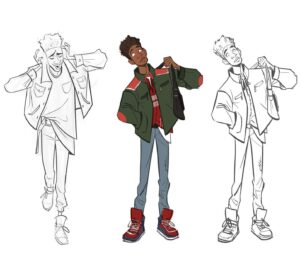 Amanda Jolly Instagram - Miles!  Miles and Gwen were the first characters I touched when I joined the show.  We were trying to figure out how to age up Miles SLIGHTLY, have him a little more comfortable in his skin, while also making him feel like the same kid we loved in the first film. 

#acrossthespiderverse #spiderverse #milesmorales #spiderverseart #spiderman #characterdesign #animation