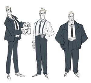 Amanda Jolly Instagram - Some last George Stacys for the moment.  My earliest designs are up front - real shapey as I like, and were geared toward an older-school cop/detective version of George than Sad Dad. Haha. You can see Sad Dad make a welcome return in the last three slides lol. 

#acrossthespiderverse #spiderverse #spiderverseart #characterdesign #animation