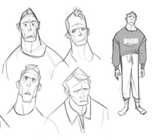Amanda Jolly Instagram - Some last George Stacys for the moment.  My earliest designs are up front - real shapey as I like, and were geared toward an older-school cop/detective version of George than Sad Dad. Haha. You can see Sad Dad make a welcome return in the last three slides lol. 

#acrossthespiderverse #spiderverse #spiderverseart #characterdesign #animation