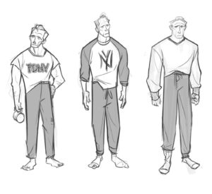 Amanda Jolly Instagram - Some last George Stacys for the moment.  My earliest designs are up front - real shapey as I like, and were geared toward an older-school cop/detective version of George than Sad Dad. Haha. You can see Sad Dad make a welcome return in the last three slides lol. 

#acrossthespiderverse #spiderverse #spiderverseart #characterdesign #animation