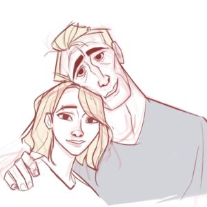 Amanda Jolly Instagram - More early George Stacy.  After we saw Spiderverse, my husband said, “Was this a movie about how parenting is hard?” Pfffffthaha. But also yes.  These are more exploratory pieces, imagining a tough dinner convo with Gwen. Then another potential photo of them.  Haha. 

#acrossthespiderverse #spiderverse #spiderverseart #characterdesign #animation