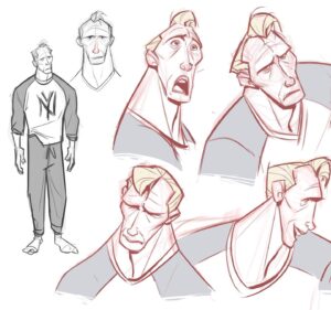 Amanda Jolly Instagram - George Stacy’s got those Sad-Dad vibes all day long. Haha.  I did a bunch of early work on this guy, from a grizzled cop to a father who just wants to connect with his daughter.  I think I might have something like 4-5 versions of this expression sheet in my files, so I picked one.  I remember being fond of these pieces, especially him looking at that old photo of him and Gwen. 

#acrossthespiderverse #spiderverse #spiderversegeorgestacy #spiderversecharacterdesign #characterdesign #animation
