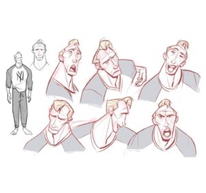 Amanda Jolly Instagram - George Stacy’s got those Sad-Dad vibes all day long. Haha.  I did a bunch of early work on this guy, from a grizzled cop to a father who just wants to connect with his daughter.  I think I might have something like 4-5 versions of this expression sheet in my files, so I picked one.  I remember being fond of these pieces, especially him looking at that old photo of him and Gwen. 

#acrossthespiderverse #spiderverse #spiderversegeorgestacy #spiderversecharacterdesign #characterdesign #animation
