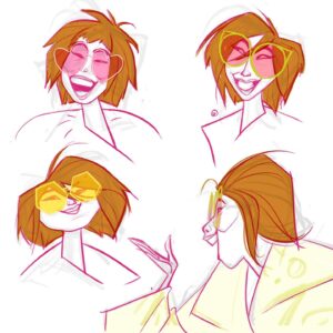 Amanda Jolly Instagram - Some last Lylas for ya!  These were some of my earliest sketches of her, and can you tell I was inspired by Awkwafina for a couple of em?  Haha.  We went in a different direction, but still fun. :)

#acrossthespiderverse #spiderverse #spiderverseart #spiderverselyla #spiderversecharacterdesign #characterdesign #animation