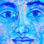 Amanda Lear Instagram – Detail of a blue portrait I painted recently #blue #painting #