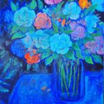 Amanda Lear Instagram - Blue vase. I am obssessed with this ultramarine blue. For sale inquiries contact Pierre Passebon at Galerie du Passage VeroDodat in Paris or Claudio Righetti in Chalet Muri Galerie in Bern.#loveblue #flowerpower #