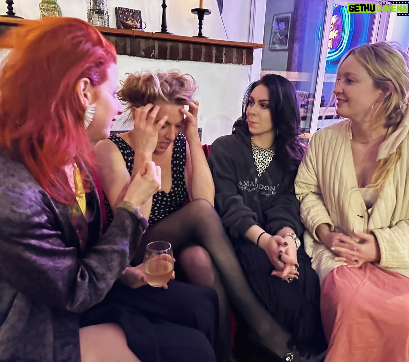 Amanda Palmer Instagram - Swipe through. Who knows what we were talking about here at @gravesidevariety but it looks…important. A big reason I wanted to start this patron-powered venue in Woodstock, NY was to bring powerful women and their art and conversations into real-time flesh space. Look at this posse, cmon. Photographed at our recent fundraiser by fabulous @bluenote27. From left to right: cabaret star @rizo.love, moi, surging songwriter @ameliaallen221 and pianist, writer, producer and half of @gracieandrachel, @graciecoates. Not shown here but mega powering up this venue: @insta_grammaticas, @hollymiranda, @rypiet, @somethingeffulgent, @zibby.jahns and @saradahanzie. We have THREE WEEKS left in this gorgeous space before we MOVE!! 💃We are relocating down the street and will hopefully re-open with a new name in the spring. Come to an event, ANY EVENT, and see what all the fuss has been about before we shutter!! Notable coming up: I’ve got a nearly sold out solo show on May 26th! @luis.mojica.music had a sold out show May 11th. Holly and Gracie (@gollypresents) have a duo show on May 25th. Our last PARTY AROUND A PIANO singalong with @lance_horne on May 19th (it’s gonna be LIT) and YAY I’m partnering up with my local indie bookstore @goldennotebookbookstore for an author conversation series! May 12 - I’ll be talking with Elizabeth Lesser (@elizlesser), bestselling author of “Cassandra Speaks” and “Broken Open”. We will discuss divorce, survival, and how to make decisions when deciding how much truth to tell, to whom and discuss how truth in art can help and harm. Songs will be useful.🎶 May 18 - I’ll be talking with Katherine Yeske Taylor (@kyt_in_nyc), author of the just-out “She’s a Badass: Women in Rock Shaping Feminism”, featuring a load of great artists. I might ask her to do a mini song-exploder with me. There’s a piano, after all.🎹 June 1 - I’ll be talking with Leslie Jamison, bestselling author of “The Recovering” and the new searingly honest memoir “Splinters”. This is going to be … something. I might play her some new dolls songs.🔥 All events will have books for sale and signings and Q&A. More shows, tickets and info at http://gravesidevariety.com