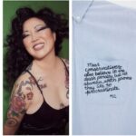 Amanda Palmer Instagram - It wasn’t me who chose the lyric, but “I’d like to do more than survive, I’d like to rub it in your face” for a quote to be embroidered on a shirt to raise funds for Abortion Access Front (@abortionfront) seems very logical. I am HONORED AF to be joining forces with @sarahkatesilverman, @jamieleecurtis, @margaret_cho, @stevienicks, @sandragbernhard, @nekocaseofficial, @busyphilipps and more to raise funds for this critical cause. All of us provided a quote, the quote was embroidered onto a vintage shirt, and all the shirts are up for auction. The auction closes May 16th so go FAST and bid. Your dollars will towards the endless battle to make sure people can access safe and legal abortion in our country. It’s getting more and more important every day. Dig deep and bid high. If you win this shirt and bring it to a show I promise I will personally also make it out to you and draw a dick on it if you want. Link to the auction in stories and in the @abortionfront feed. Thanks to @mwmccomiskey for taking the shots of me and to @lizzwinstead for putting this epic idea together. GO BID.