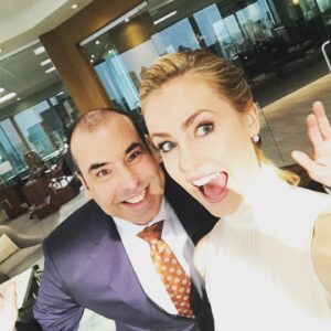 Amanda Schull Instagram - This first photo is from my first scene ever on #Suits. Holy cow was I excited. 
Tonight is the final episode of 9 seasons of brilliant television. What an honor to be part of this family. Here is a little stroll down #suitsville lane with some pretty swell humans. 
More to come. @suits_usa