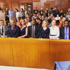 Amanda Schull Instagram - #TBT to last night’s episode of #Suits. Apparently only the right hand side got the “act serious” memo. @iamgabrielmacht @rickehoffman @iamsarahgrafferty @dulehill @katherineheigl #wendellpierce @halfadams (hiding in the back) @suits_usa
