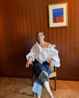 Amber Anderson Instagram - @patou 💙 thank you for such a wonderful weekend in Paris! Hair&Makeup @olhaostapchuk, shoes @flabelus