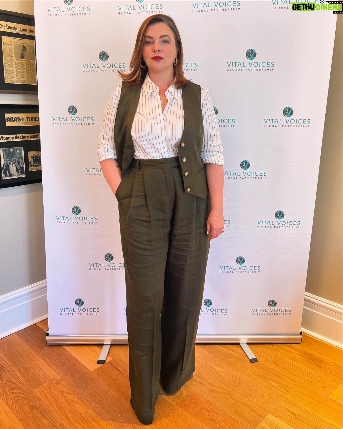 Amber Tamblyn Instagram - Had a powerful conversation at @vitalvoices festival, “Voices of Solidarity,” discussing the critical role men play in the fight for gender equality across the world, and how men must get involved and care about this issue not as a favor to us, but because all our struggles are deeply intertwined. We need allies, yes, but more than that, we need action. I spoke to leaders at the forefront of this work: -President of @equimundo_org Gary Baker -VP of Gender-Based Violence Advocacy at Vital Voices, Marina Pisklakova-Parker (who also started the first ever domestic abuse hotline in Russian more than 30 years ago) -Artist and Co-founder of @artlordsnet Omaid Sharifi -The Secretary General, Organization of the American States, Luis Almagro. To learn more visit vitalvoices.org #vvfestival #leadingtherise Styling: @cristinaehrlich Linen green suit: @argent Makeup: #PennyNikoDesigns