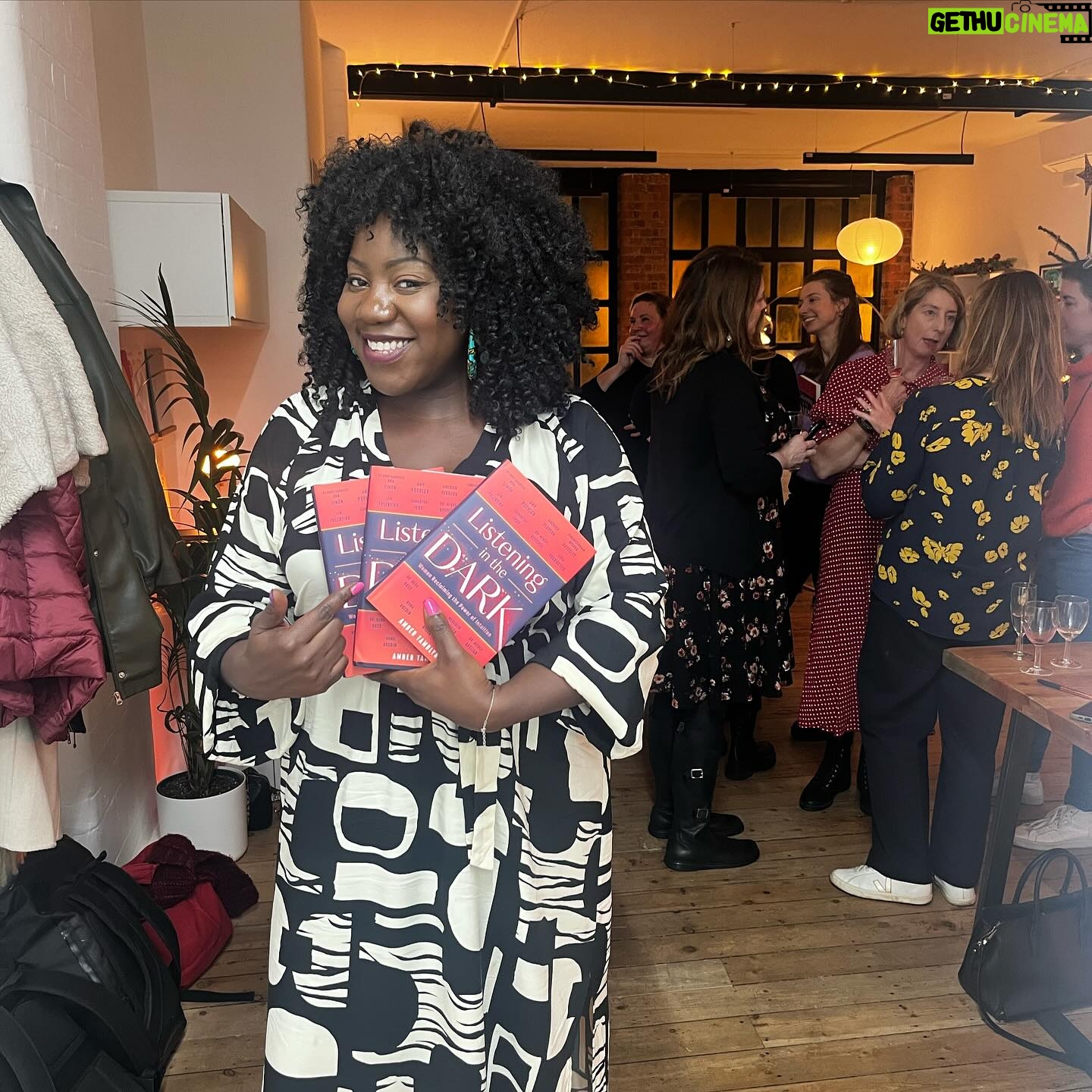 Amber Tamblyn Instagram - Absolutely no business whatsoever wearing this sheer tulle dress and thin polkadot tights in freezing cold December weather in the U.K. but the occasion demanded it. Thank you to my friends @clelia_mountford and @sharonhorgan for hosting a celebration at your Merman offices in London for our book, Listening in the Dark. It only took me a year to get over here but it was worth it. I met the most incredible women artists, thinkers, and storytellers in the room, read a chapter or two, and led everyone in an excersize from the closing chapter of the book aimed at strengthening our relationship to intuitive intelligence and listening to what our gut tells us. A powerful, intimate evening in which I had too much red wine, hugged everyone ferociously, and took a picture of this relatable mushroom hanging on their office wall. I know you’re all going to ask so here’s the look run down: my favorite brand of shoes: @drmartensofficial , the dress by my favorite thrift store in New York @curethrift , lipstick is something like 4 different shades of god knows what was in my bag that I mindlessly applied throughout the night (I have roughly 2-6 lipsticks in my purse at all times.) #ListeningInTheDark #MermanProductions