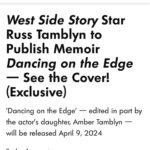 Amber Tamblyn Instagram - Here’s the cover for my dad’s memoir (thank you People Mag for the reveal!) and I’m so proud of this major life accomplishment happening at 88 years old. Dad’s been working on this book for over two decades alongside his co-writer Sarah Tomlinson, collecting his incredible stories of tumbling through Hollywood as an actor and acrobatic dancer, from teaching Elvis Presley some signature dance moves, to befriending Henry Miller, and starting an art and cultural revolution in Topanga in the 60’s alongside his peers and friends, Dennis Hopper, Neil Young, and Dean Stockwell. There’s behind the scenes from West Side Story, Twin Peaks, working with Elizabeth Taylor and so much more. The book comes out April 9th 2024. I promise you won’t want to miss this wild slice of history. Pre-order link in my bio. Love you, dad! #WombtoTomb #WhenYoureAJet #RussTamblyn