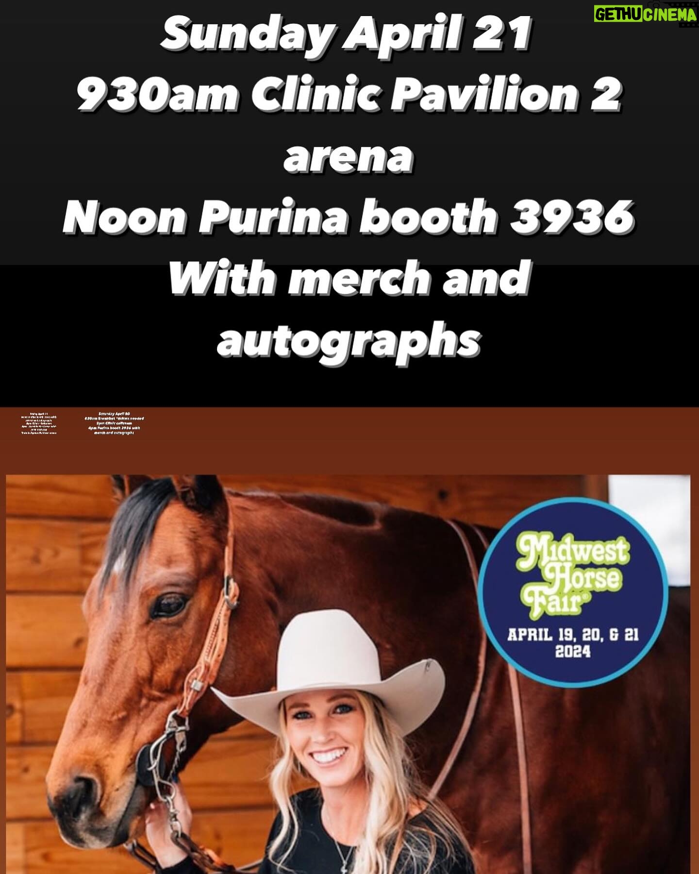 Amberley Snyder Instagram - 🤎 Midwest Horse Fair - Wisconsin 🤎 🔸SCHEDULE TO COME FIND ME & AUTUMN🔸 swipe for all three days #amberleysnyder #walkriderodeo ❤️ @purinaperformancehorse ❤️ @cinchjeans ❤️ @redmondequine ❤️ @officialharttrailer ❤️ @signaturequarters ❤️ @_classicequine ❤️ @bemerhorseset ❤️ @summit_animalhealth ❤️ Mccollee land & Livestock ❤️ @farnamhorse / @purishield ❤️ @southvalleyequinehospital ❤️ @americanhatco ❤️ @montana.silversmiths ❤️ @silverliningherbs