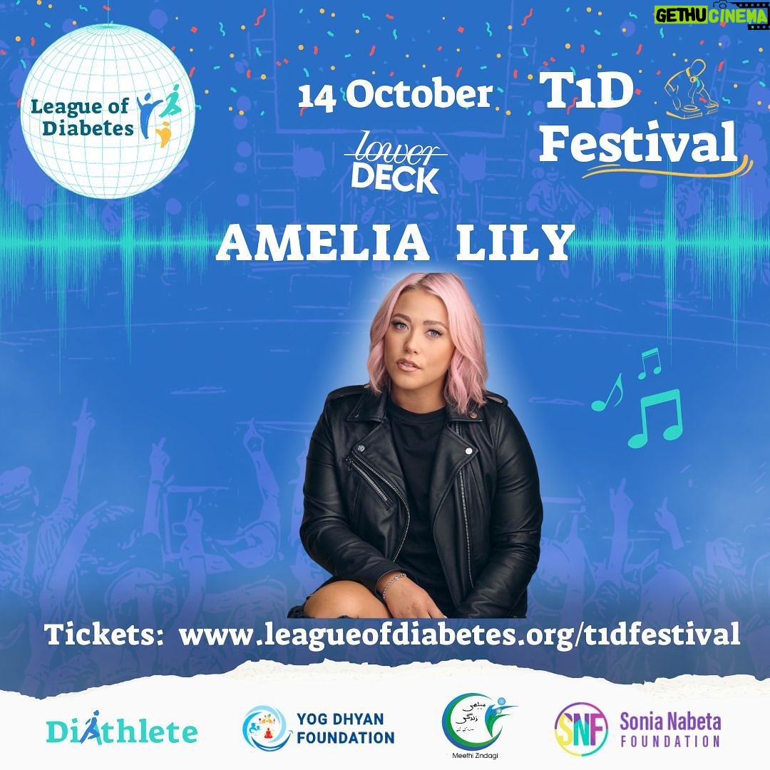 Amelia Lily Instagram - Announcing @amelialily11 at the #t1dfestival 🎙 🎵 💙 Amelia was a finalist on the @thexfactor 💫 and her track “You Bring Me Joy” achieved a no.2 in the UK charts; she thrived in #CelebrityBigBrother 🍿 and has also been living with #type1diabetes since the age of 3 - so it's an exciting honour to have her join us in #Greenwich on the 14th October. Amelia shared: “Entering the crazy and fast pace entertainment industry at just 16 years old, managing my diabetes was definitely a struggle at times. However, I’ve managed to prove to myself and to all my other fellow type 1’s that you really can achieve anything with the condition. It’s made me the strong young woman I am today and I now want to use my platform to help everyone else who has type 1 💙" Come and be part of this event - each ticket 🎟 supports @yogdhyanfoundation @sonianabetafoundation @meethizindagi.official @diathlete - while enjoying live acts & learning about connected projects around the world in #type1diabetes care. www.leagueofdiabetes.org/t1dfestival #SeeYouThere #lowerdeck #t1d #amelialily #thexfactor #t1diabetes #fundraiser #livemusic