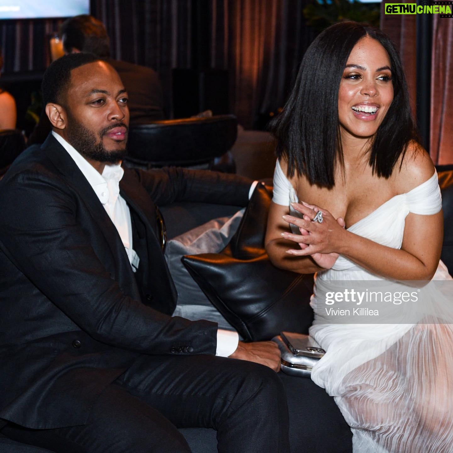 Amirah Vann Instagram - Celebrating all the nominees and winners with my honey @patrickoyeku 🖤 #Inspired #OscarWeekend The following folks had me feeling like a million bucks and I’m so grateful: Styled by @zadrianandsarah Hair @IamNakoya & @Gayette3 Makeup @paulyblanch Dress @MariaLuciaHohan24 Jewellery @NatalieMillsOfficial Shoes @stuartweitzman