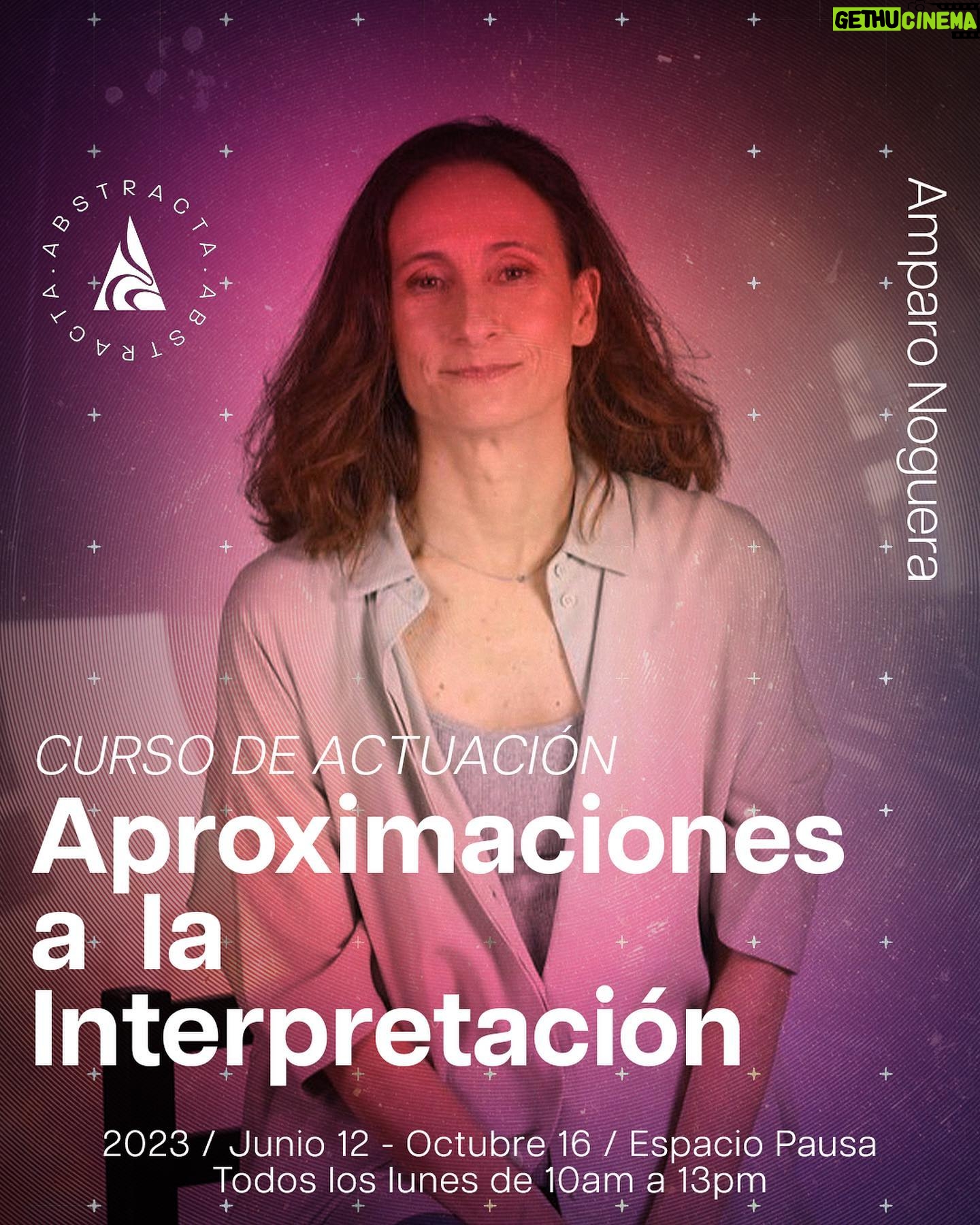 Amparo Noguera Instagram - Actriz de la Escuela de Teatro Imagen Gustavo Meza, con más de 30 años de experiencia en teatro, televisión y cine. Llega al taller Aproximaciones a la Interpretación con su módulo "diálogo en escena", módulo en donde se establecerán reflexiones con respecto a la comprensión del texto de una escena; ¿porque respondo?, ¿desde donde respondo?, el diálogo con la escenografía, con el espacio escénico. Tratar de entender que cuando uno contesta, lo importante no es lo que uno dice si no lo que uno le responde a lo que propone el otro. Estar siempre como protagonista de la escena, con respecto a la mirada de la escena aunque uno no sea protagonista real, pero cualquier persona que observa una situación es protagonista de esa observación, porque eso también es parte del dialogo. Este taller ya no tiene cupos. Si quieres mas talleres de este tipo, solo los encontrarás en @abstracta.me Este taller se realiza en @espaciopausa.cl ubicado en @estacionmapocho